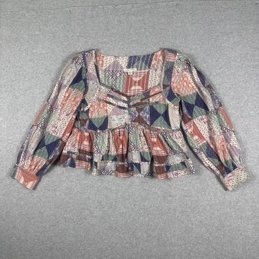 American Eagle Patchwork Peasant Blouse Multicolo… - image 15